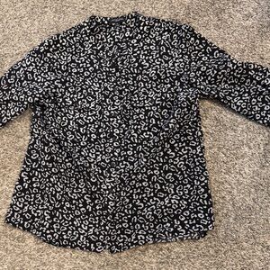 Notations Black and Gray Animal Print Blouse